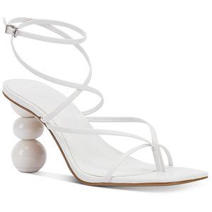 INC Womens Lilliana Faux Leather Toe Post Ankle Strap White 8.5 Medium (B,M)